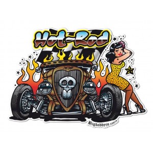 Sticker Bigdaddyjo hot rod pinup skull rat rod BIG42