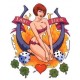 Sticker pinup sexy lady luck flame fer a cheval dès trefles coeur CD885