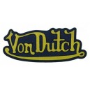 Patch ecusson von Dutch signature jaune fond jean denim dos large