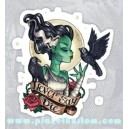 sticker never say die lady zombie girl corbeau zombie girl 6