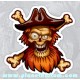 Sticker red bearded pirate skull barbe rouge le pirate tete de mort skull 34