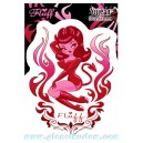 Stickers Fluff Devil Girl cartoon pin up pink flaming JA622