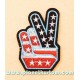 Patch ecusson hand fingers V signe victoire paix salut bikers USA flag