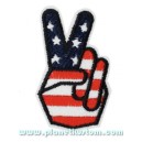 Patch ecusson hand fingers V signe victoire paix salut bikers USA flag