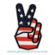 Patch ecusson hand fingers V signe victoire paix salut bikers USA flag