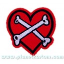 Patch ecusson thermocollant bones cross on heart coeur os croisé