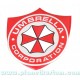 Sticker umbrella corporation logo blason fond alu brossé badge 3d métal