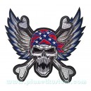 Patch ecusson skull biker tete de mort wings ailes sudiste grand