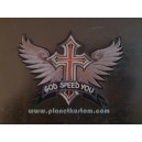 patch ecusson taille moyenne croix ailes banière god speed you