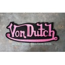 Patch ecusson von Dutch signature fushia fond noir dos large