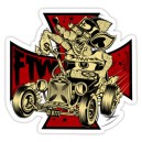 Sticker rat fink rod on iron cross d.Vicente 16