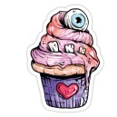 Sticker cup cake zombie eye teeth heart cupckake 1